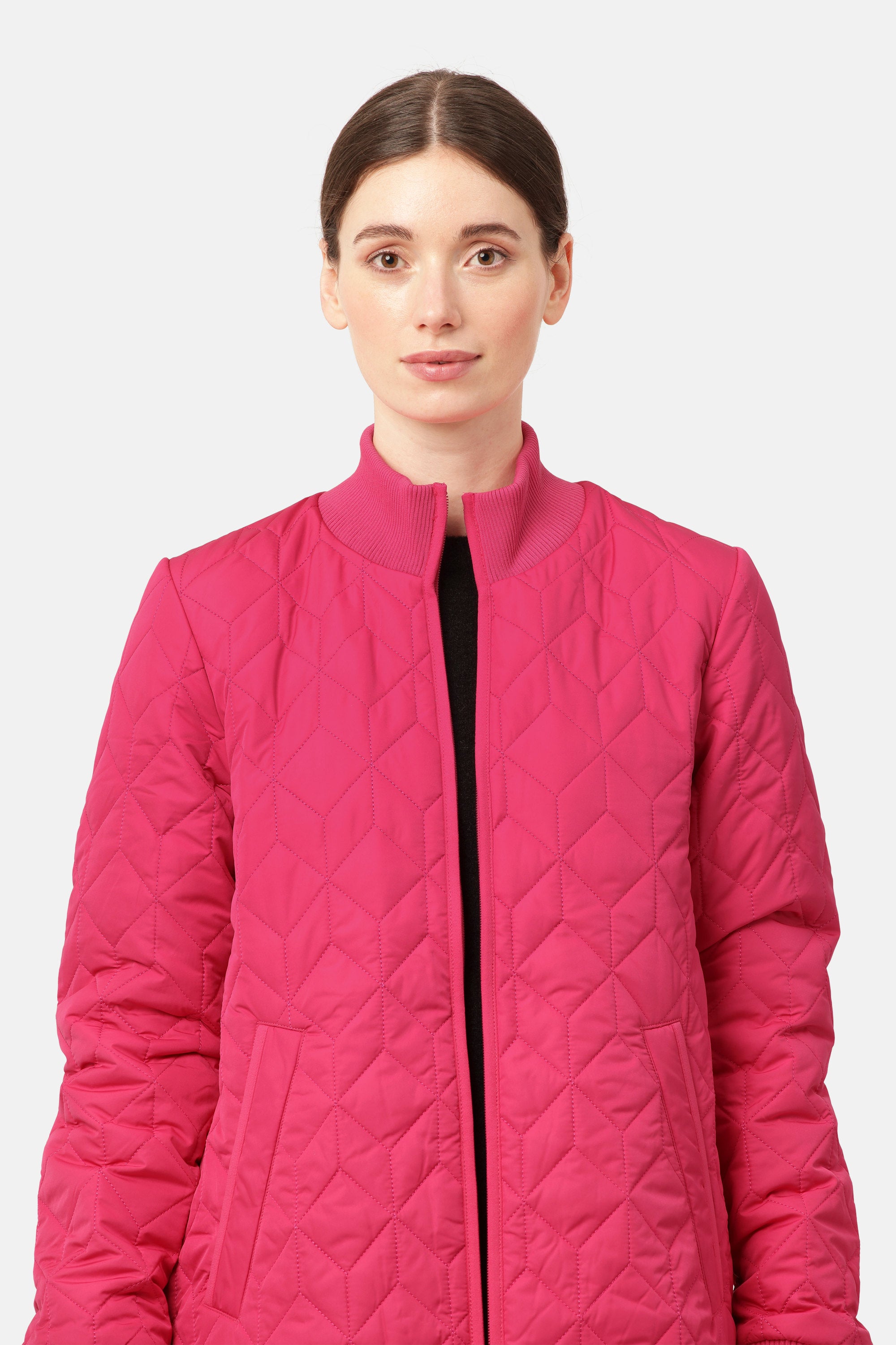 Lang Quiltet Jakke - Magenta